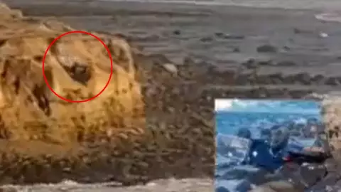 VIDEO Momento en que carro cae de un acantilado en playa de Ensenada