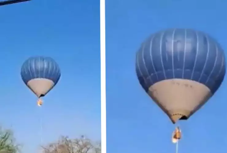 Globo aerostático se incendia en Teotihuacán