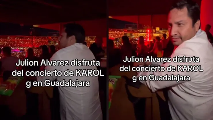 VIDEO: Captan a Julión Álvarez disfrutando del concierto de Karol G en Guadalajara