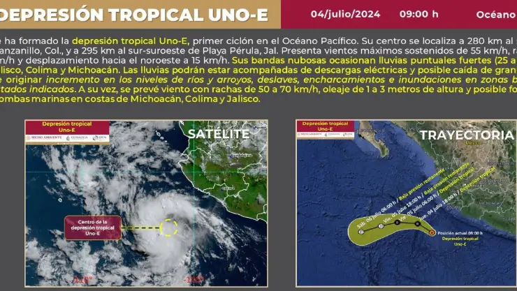 Se forma la depresión tropical 1 con potencial de desarrollo ciclónico frente a costas mexicanas