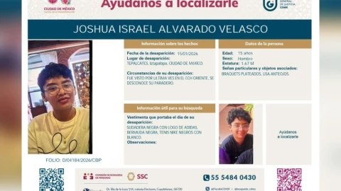 Desaparece Joshua Israel Alvarado Velasco, alumno del CCH Oriente