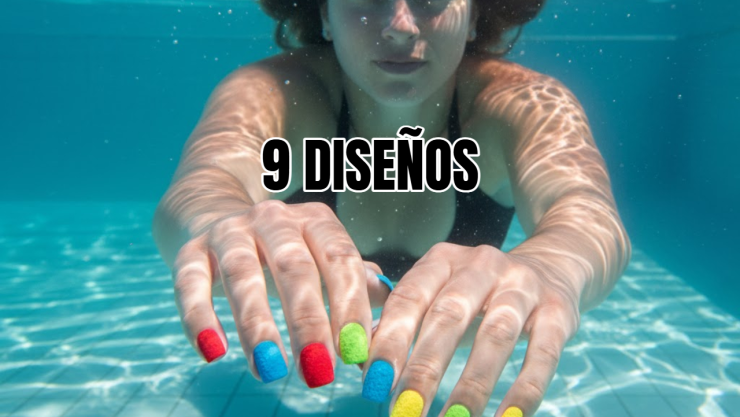 9 diseños de uñas de rubber en varios colores: son perfectas para natación o un día de albercas
