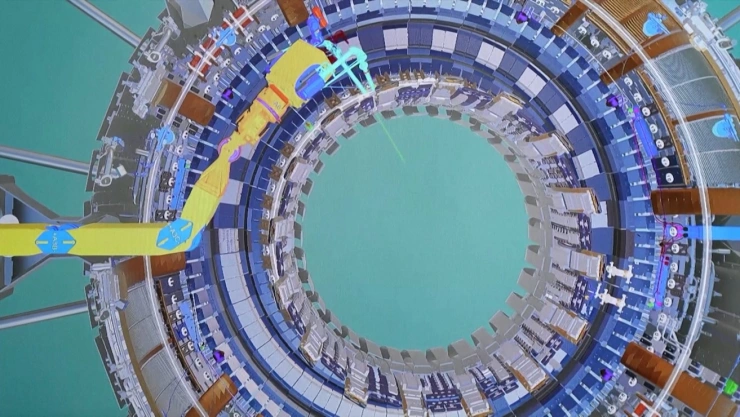 Gráfico del reactor de fusión nuclear en la pantalla de una computadora.