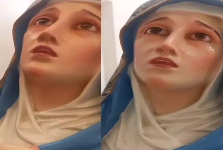 Figura de virgen llorando