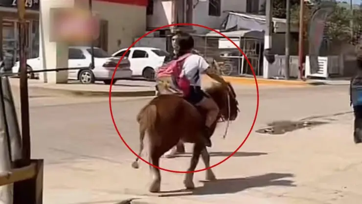 FOTO_ Niña llega a la escuela montada en un pony y se viraliza en todo internet