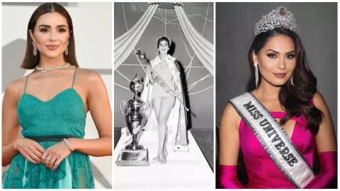En la foto se encuentran tres ganadoras de Miss universo: de lado izquierdo Olivia Culpo, en medio Miriam Stevenson y en la derecha Andrea Meza
