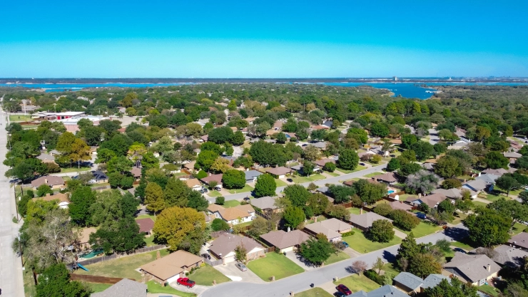 Vista aérea de un barrio de Texas