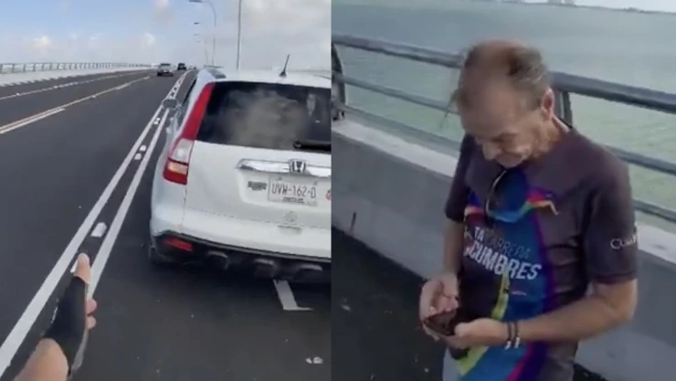 Polémica en el Puente Nichupté: Conductor INVADE ciclovía y el VIDEO se viraliza en redes sociales