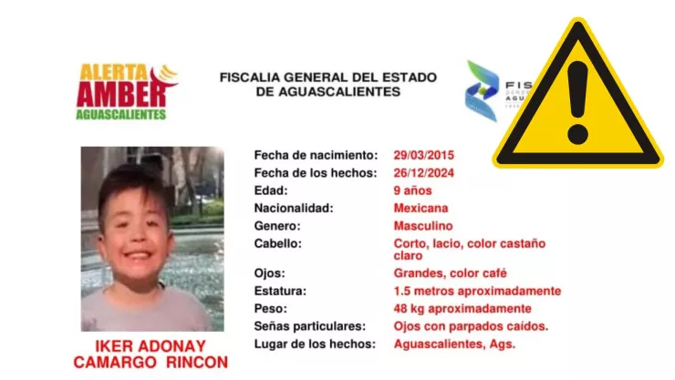 Activan Alerta Amber por la desaparición de Iker Adonay Camargo Rincón de 9 años de edad en la ciudad de Aguascalientes