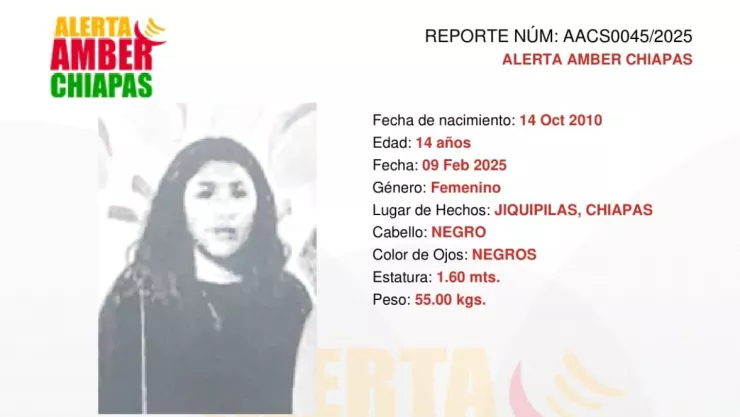 ALERTA AMBER CHIAPAS: Mayte Ozuna desapareció en Jiquipilas