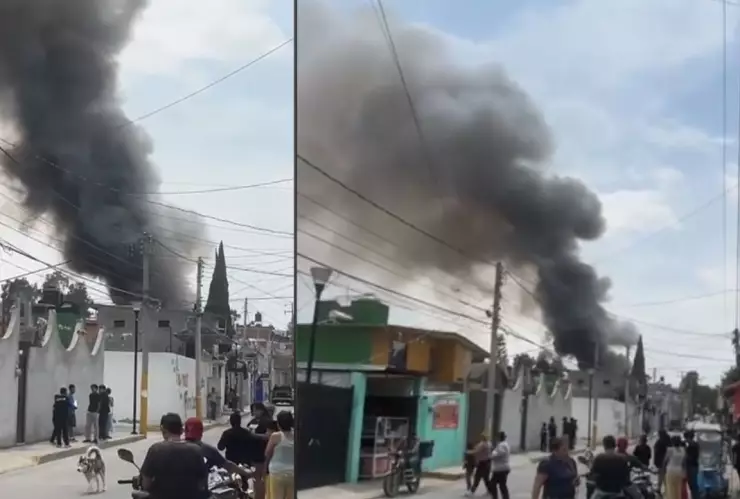 Se incendia taller clandestino de pirotecnia en Tultepec; deja grandes columnas de humo