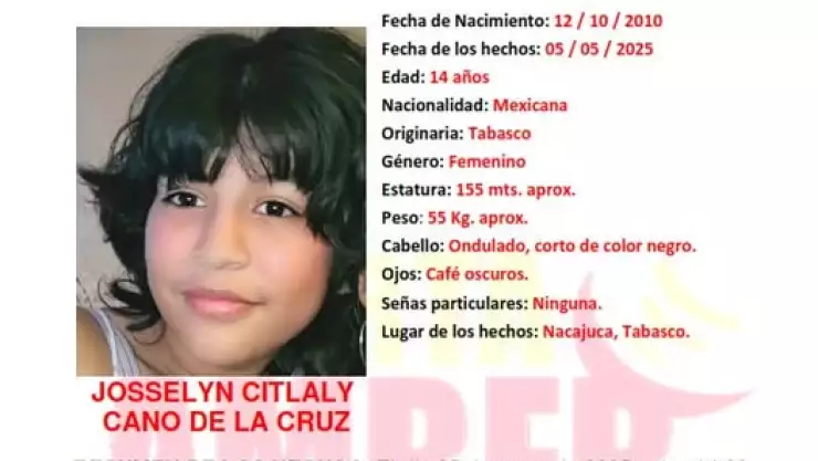 Josselyn Citlaly Alerta Amber Tabasco