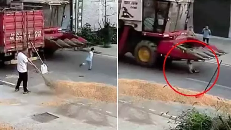 VIDEO Niño es atropellado por un tractor y sobrevive de milagro