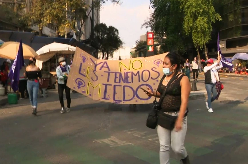 Pancartas en marcha del 25N