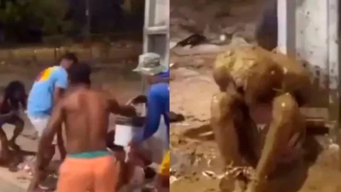 Vecinos toman la ley en sus manos y cubren de excremento a ladrón