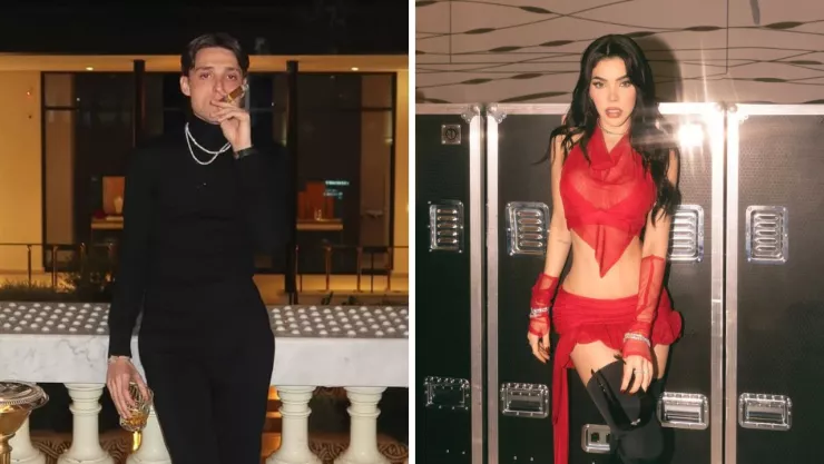 Proyectan imagen de Peso Pluma y Kenia Os en Torre Latinoamericana.