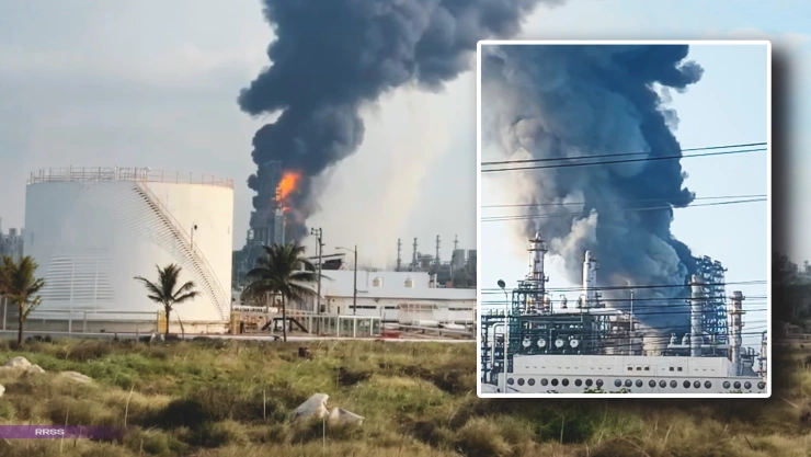 Registran incendio en planta de la refinería Olmeca; no se reportan heridos