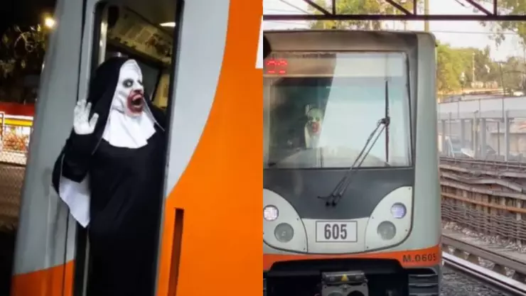 VIDEO: Conductor del Metro se disfraza de La Monja y es la sensación en redes