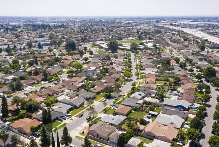Toma aérea de Norwalk, en California.