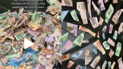 VIDEO Niña encuentra ‘papelitos de colores’ para recortar