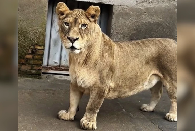 León de patas cortas se convierte en atracción.png