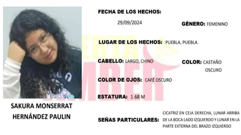 Sakura Monserrat Hernández desaparecida Puebla