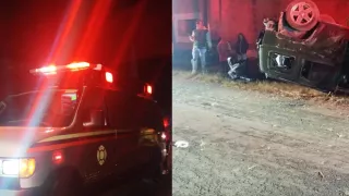 FOTOS: Camioneta volcó tras fuerte accidente en Cuapiaxtla, Tlaxcala; dejó heridos en carretera