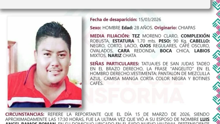Luis Ángel Ramos desaparecido Mapastepec Chiapas