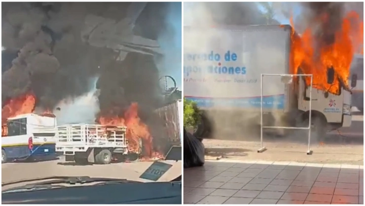 Vehículos fueron incendiados en Culiacán para evitar el paso de autoridades.