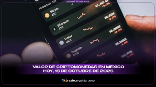 Precio de criptomonedas hoy 16 de octubre de 2025 en México: así cotizan Bitcoin, Ethereum y más