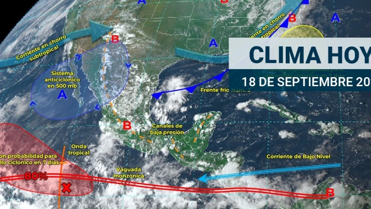 Desde lluvias puntuales hasta descargas eléctricas; así será el clima este lunes 18 de septiembre