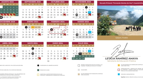 CALENDARIO DEL CICLO ESCOLCAR 2023- 2024 EN SEP