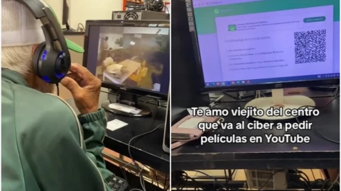 En TikTok un viejito se hizo viral por pedir en un ciber sus películas favoritas
