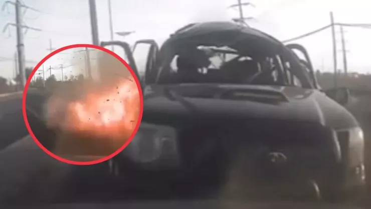 Camioneta explota en Carretera de Estado de México