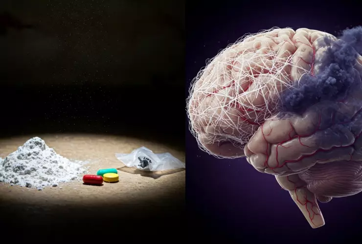 Ilustración del peligro de la cocaína adulterada con fentanilo, representando el “súper speedball”, una mezcla letal vinculada al aumento de sobredosis y advertida por la DEA en su informe 2025.