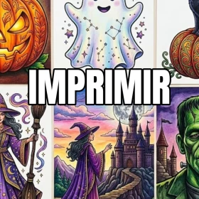 9 imágenes de Halloween en PDF para imprimir y colorear | Gratis y hermosas