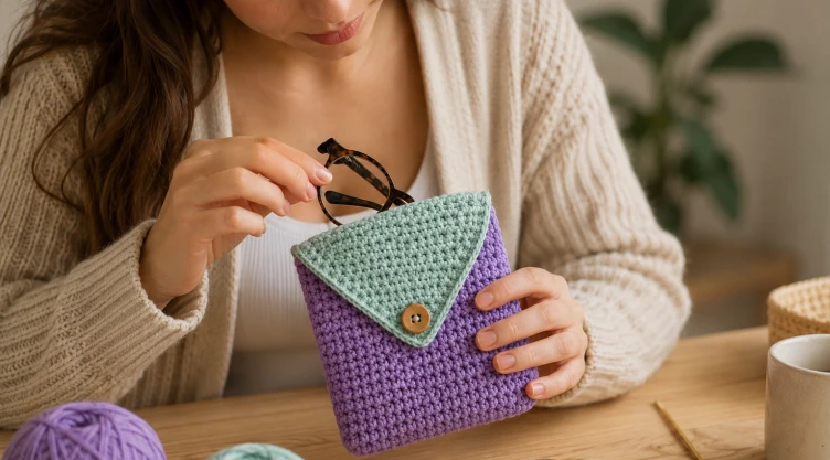 4 ideas de fundas para lentes de crochet para principiantes, fáciles, prácticas y funcionales
