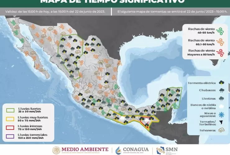 Clima en México 22 de junio