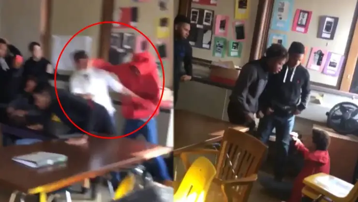 VIDEO Alumno defendió a su maestra luego de que compañero la golpeó
