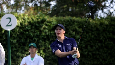 Carlos Ortiz durante la ronda de práctica del Masters