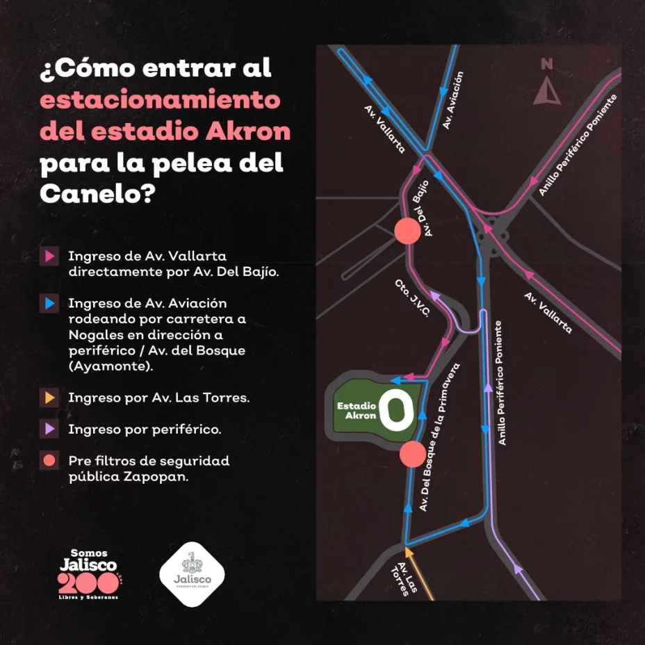 Cómo entrar estacionamiento Estadio Akron