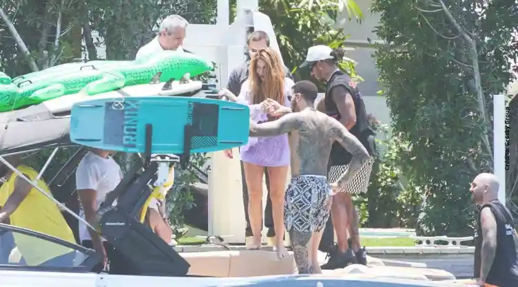 Shakira y Lewis Hamilton en Miami.