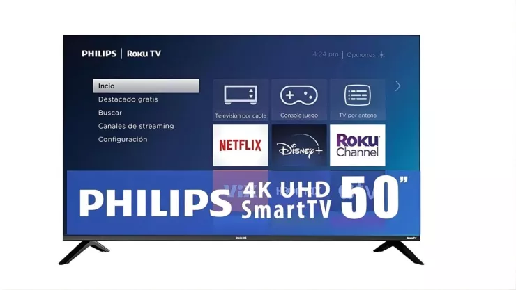 ¿Cuáles son las características de la pantalla Philips de 50 pulgadas?