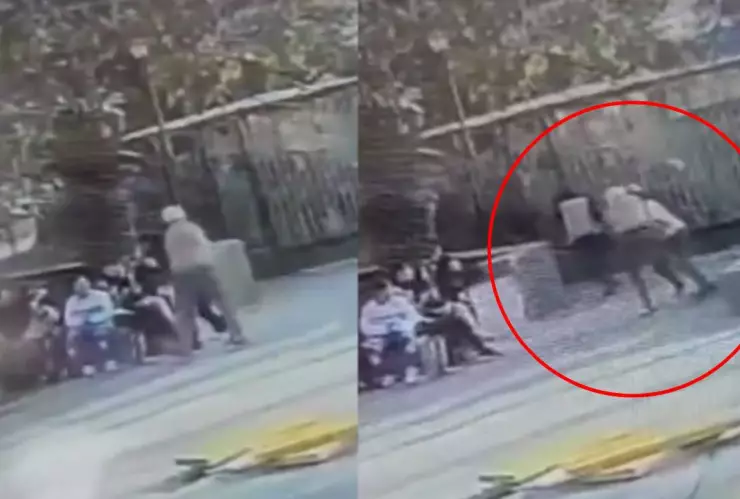VIDEO: Anciano atacó con un cuchillo a grupo de jóvenes en una plaza