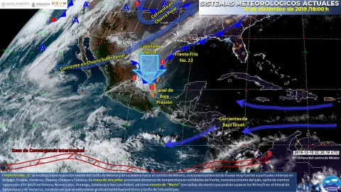 Frente frío número 22 bajará la temperatura en varios estados del país 