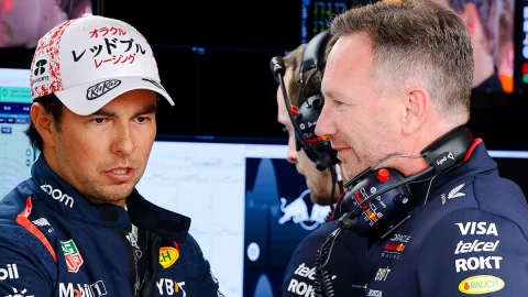Checo Pérez y Christian Horner