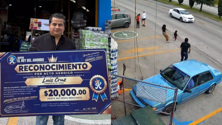 Hombre presume un premio tras poner a salvo a una niña en Puebla