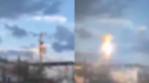 VIDEO capta el momento en que joven se prende en llamas al intentar robar cableado eléctrico