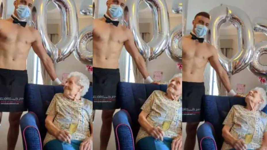 VIDEO Abuela recibe estríper para celebrar su cumpleaños 106