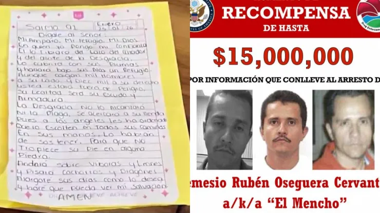 “El Mencho”, criminal más buscado por México y EU, tenía este salmo escrito a mano en su cabaña de Tepalpa